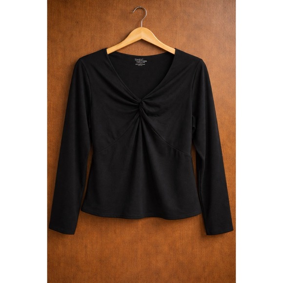 Time and Tru Tops - Time and Tru - Women's Twist Front Top - Size‎ XL (16-18) - Black